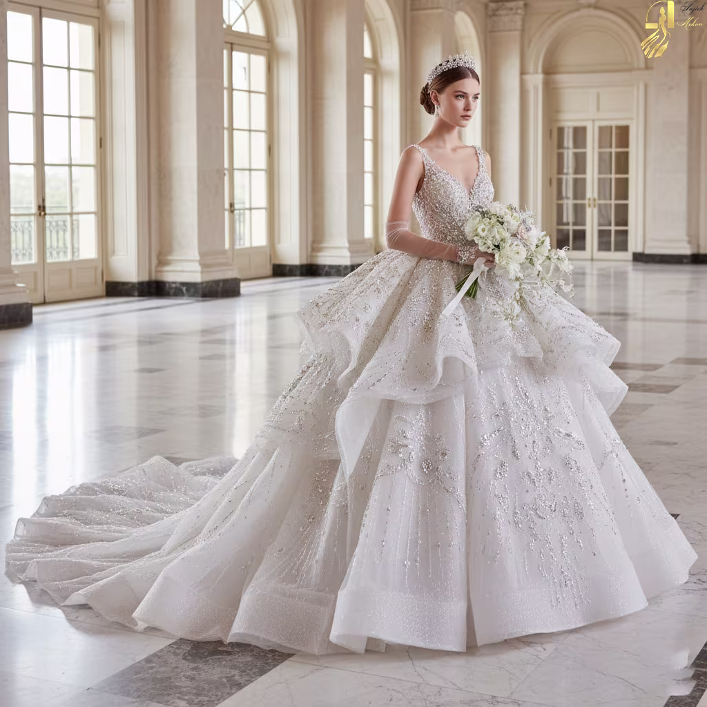 لباس عروس پرنسسی پفی در مزون فوزیه